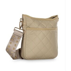 HAUTE SHORE Nikki Buff Beige Quilted Crossbody Bag with Adjustable Strap